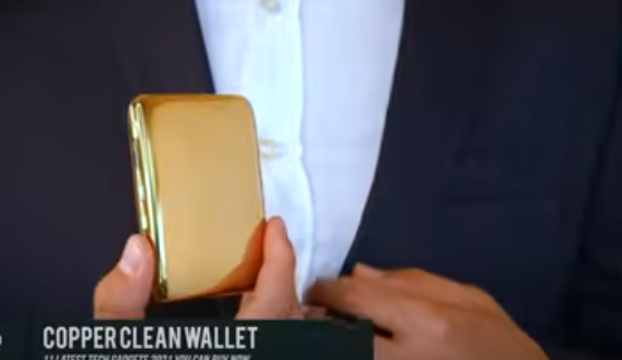 Copper Clean Wallet, a stylish and self-cleaning wallet.