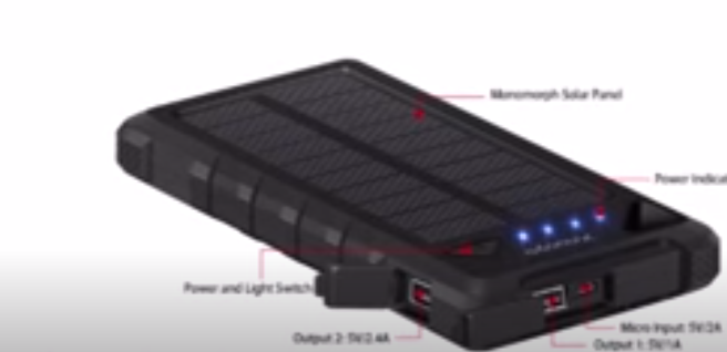 Solar-powered power bank.