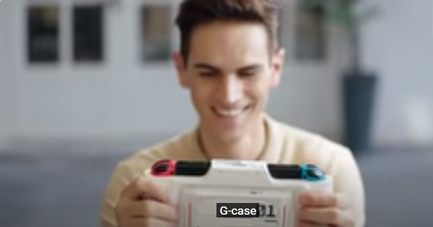 Compact gaming case with modular battery and detachable Joy-Con case.